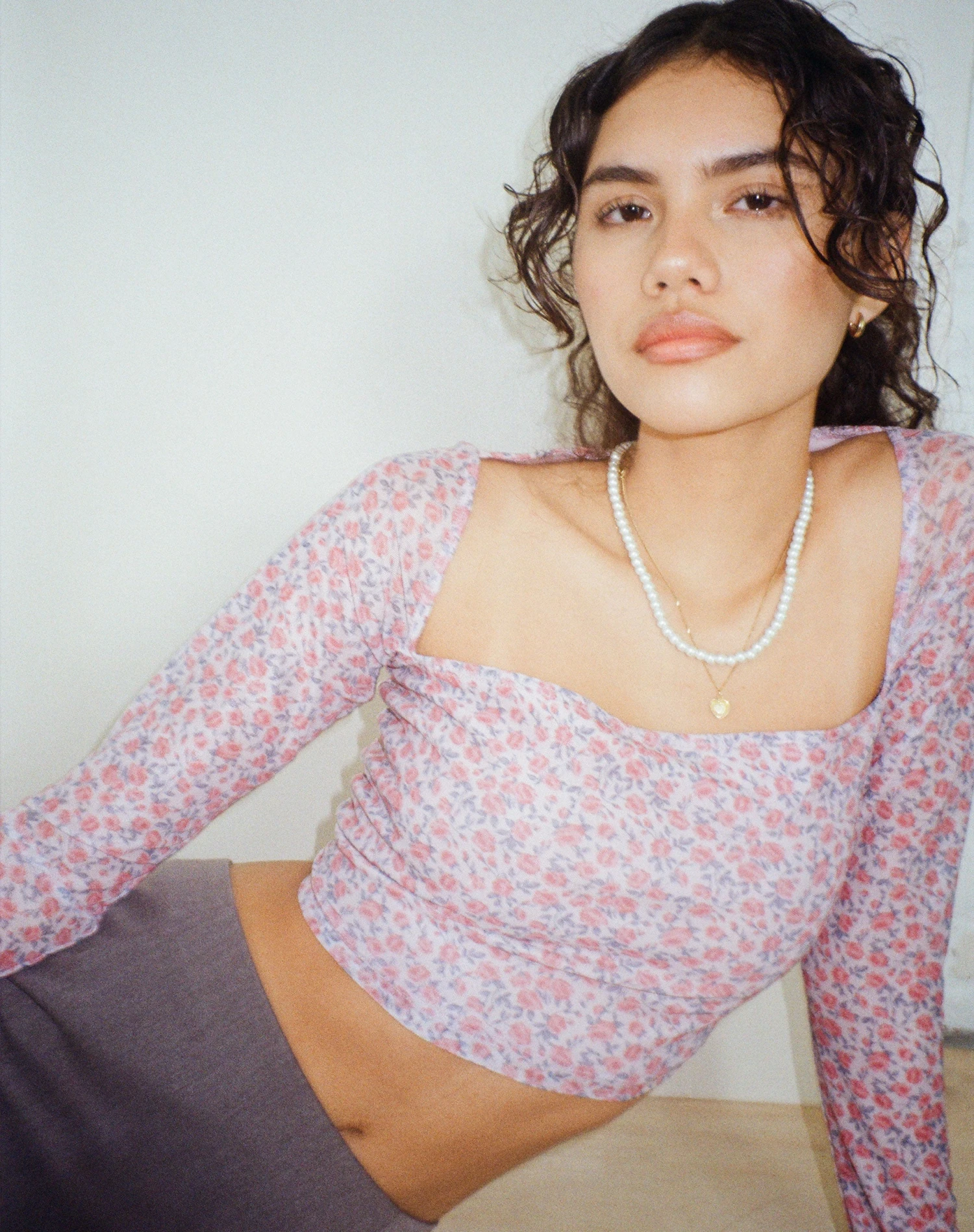 Kalisha Long Sleeve Top In Spring Rose Dusty Pink - Image 2