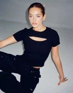 Morsche Cut Out Crop Top In Black