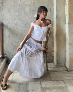 Alderidge Bardot Corset Top In White