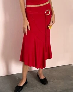 Kimiko Midi Skirt In Red