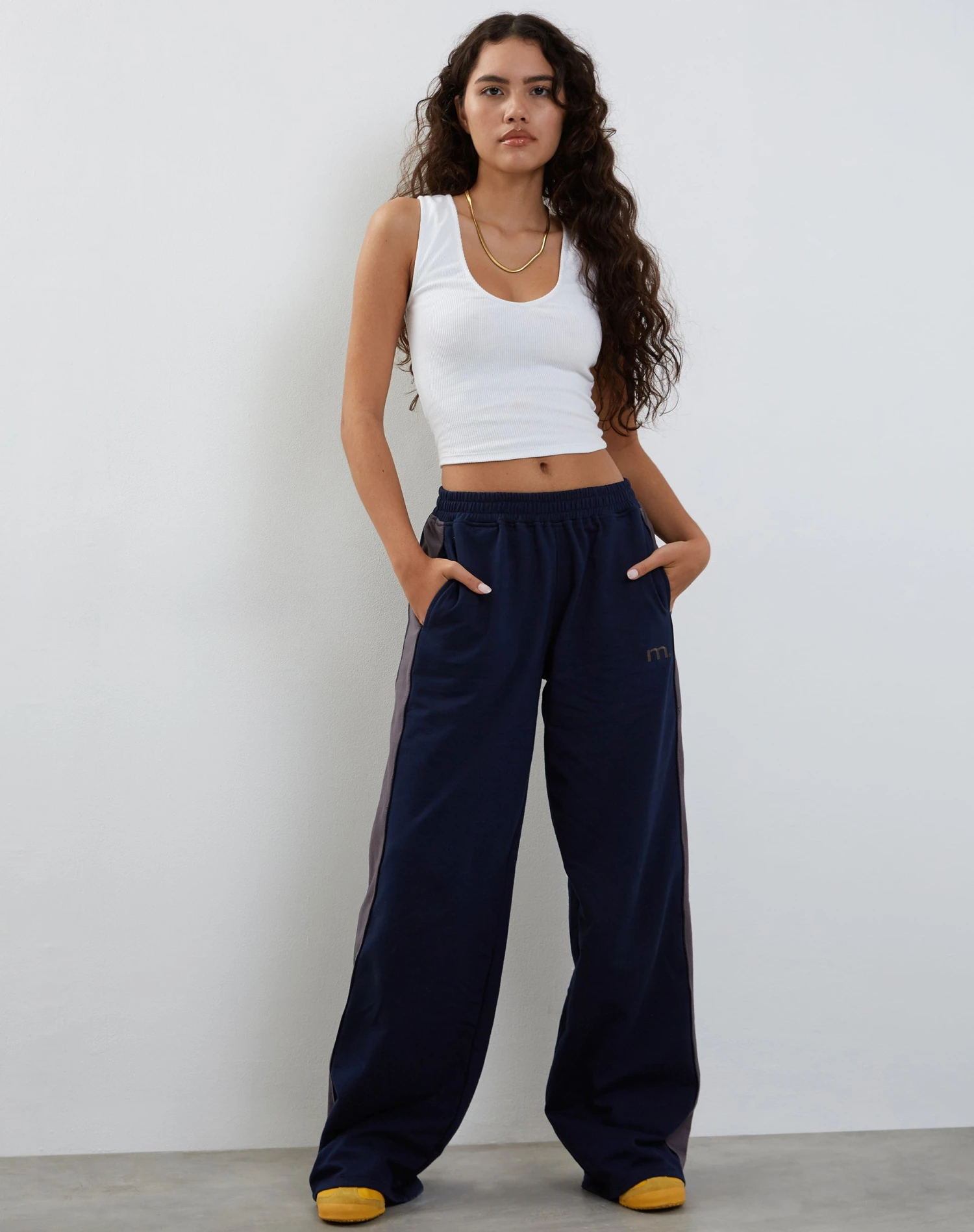 Bedion Oversized Jogger In Navy With M Embroidery - Image 4