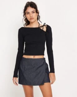 Braya Wrap Mini Skirt In Dark Indigo