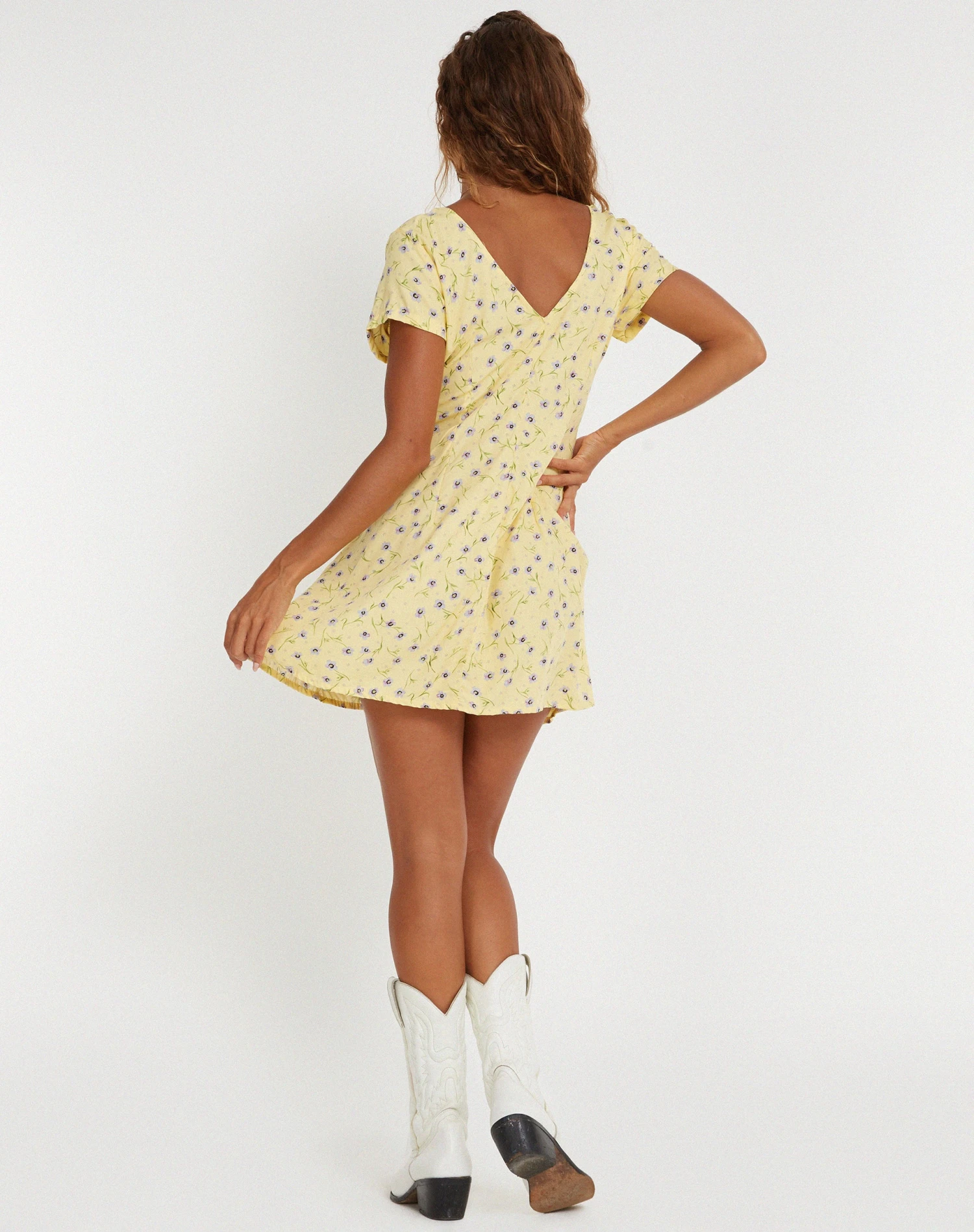 Calliope Mini Dress In Wild Flower Lemon Drop - Image 5