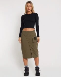 Catriona Midi Skirt In Military Khaki