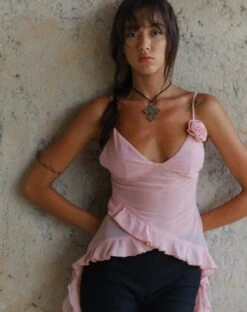 Daytona Ruffle Top In Chiffon Pink