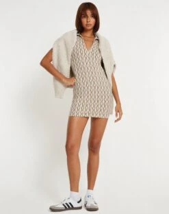 Earl Mini Dress In Preppy Geo Brown