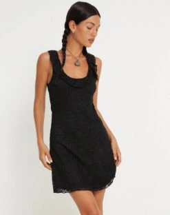 Eltami Mini Dress In Lace Black