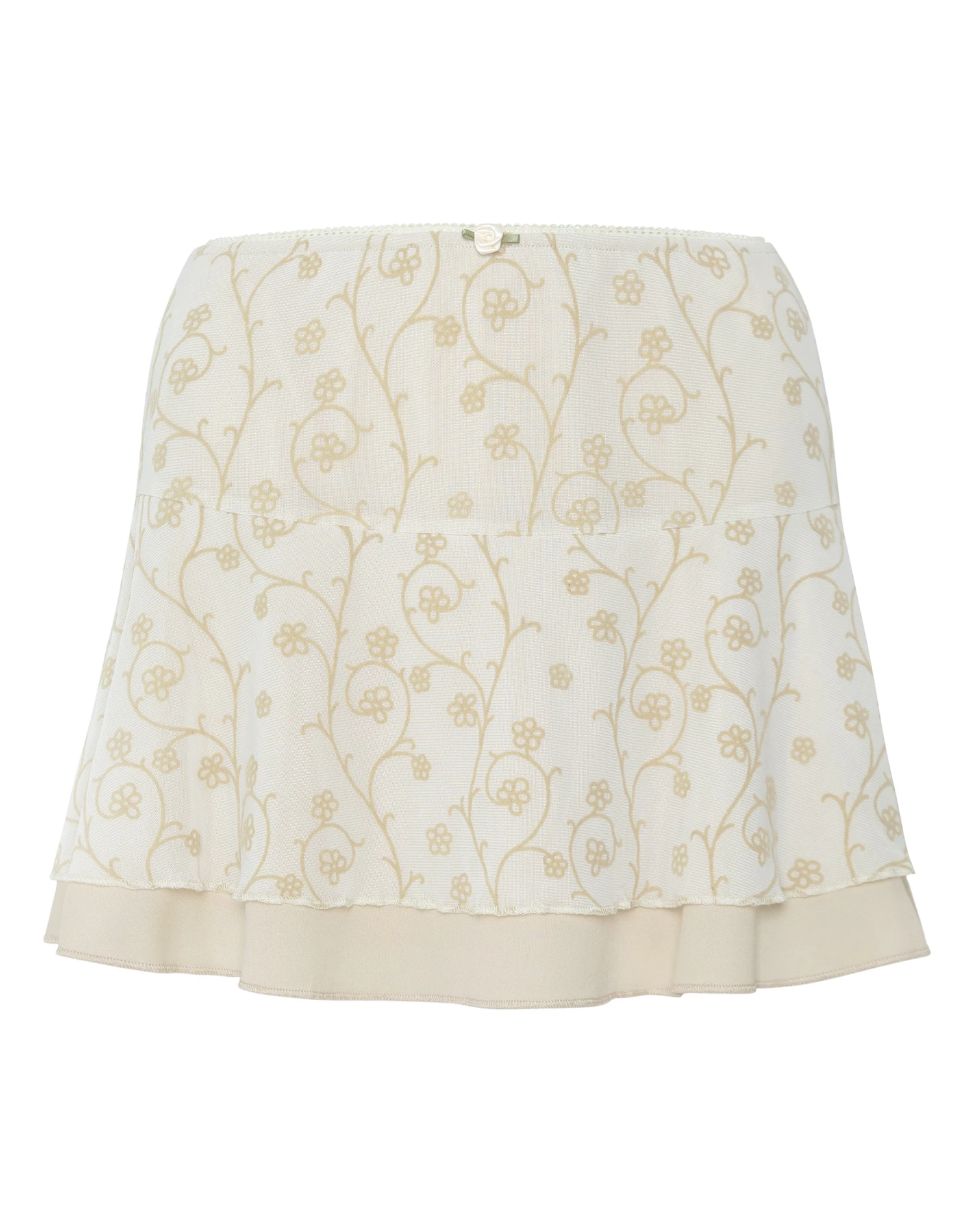 Friska Mini Skirt In Beige Mesh Light Tan Flock - Image 5