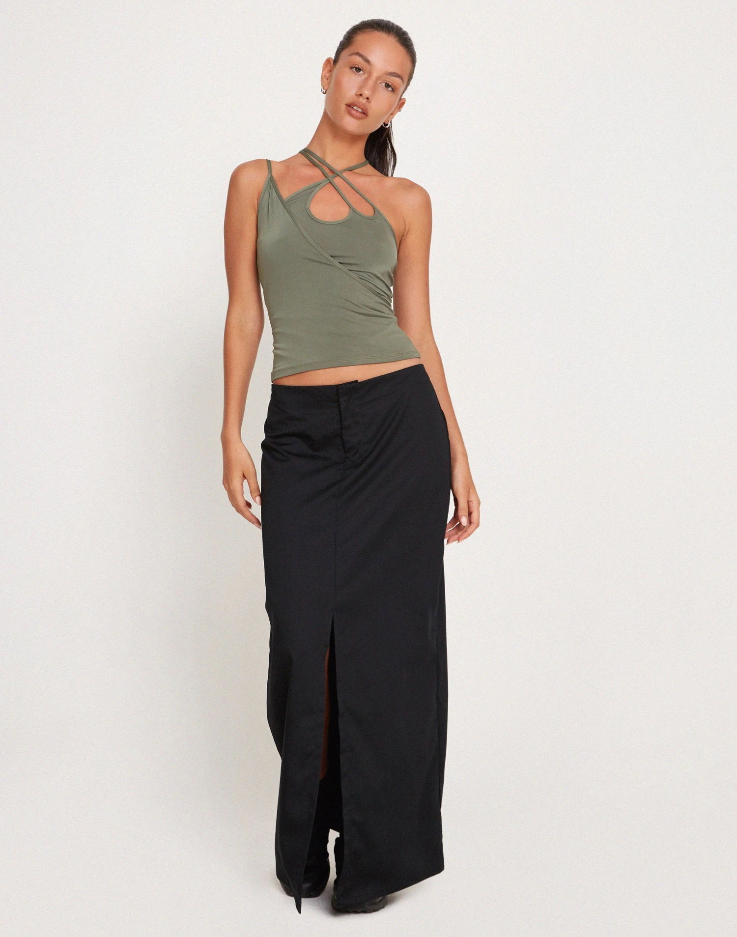 Giola Crop Top In Khaki - Image 3