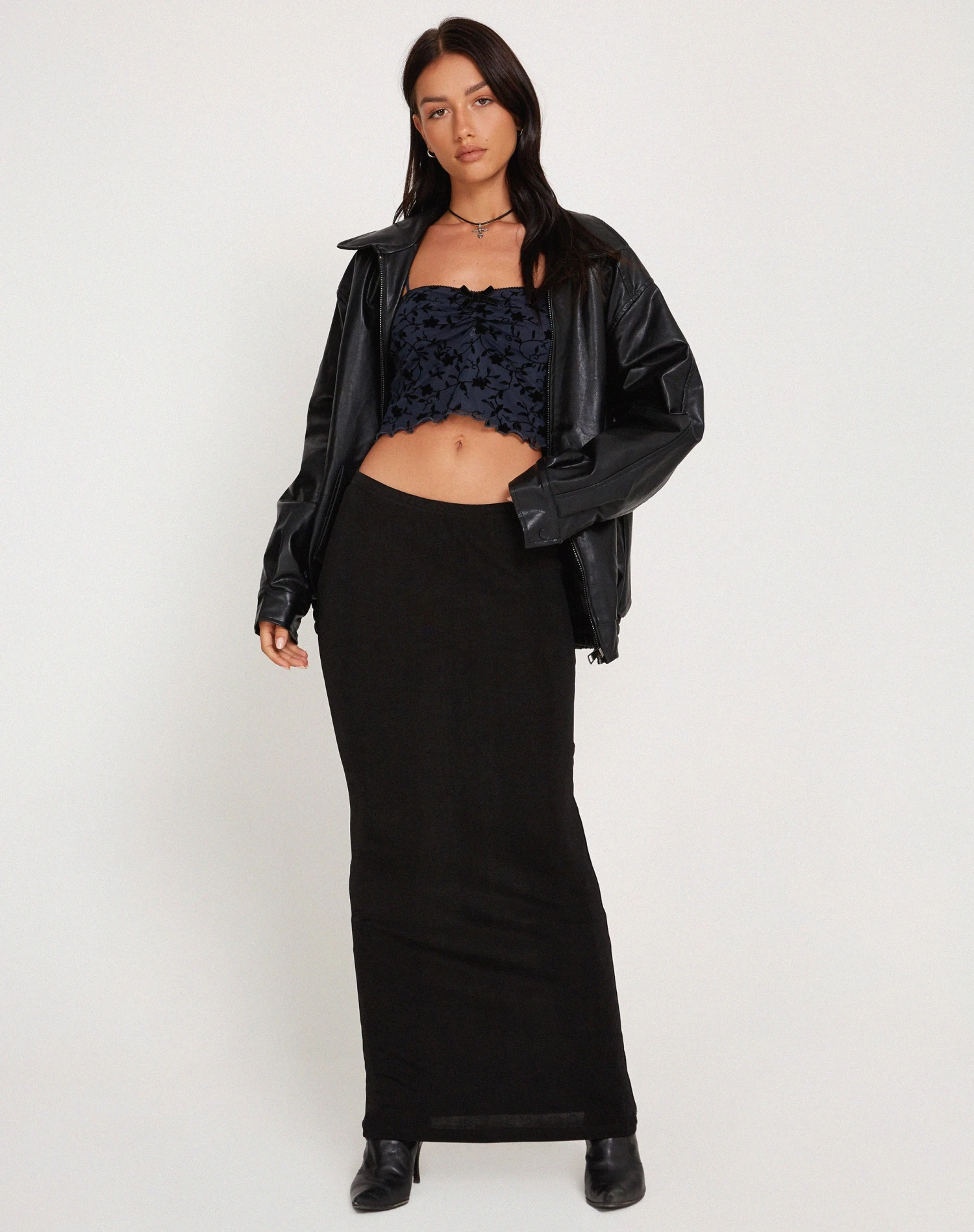 Halusi Crop Top In Pretty Petal Flock Black - Image 5