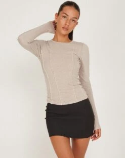 Huda Long Sleeve Top In Coconut Milk