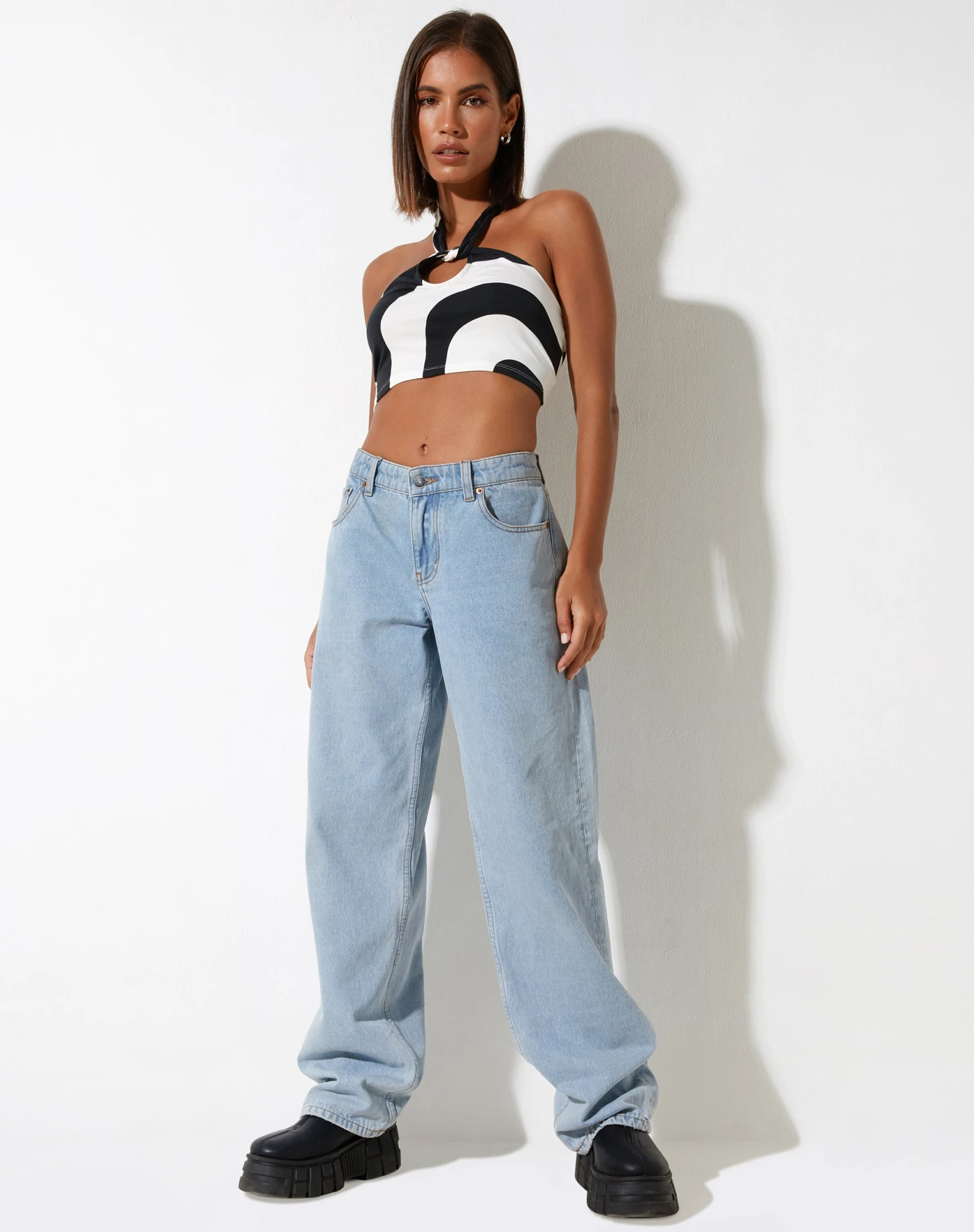 Iamah Crop Top In Optic Swirl Black And White - Image 4