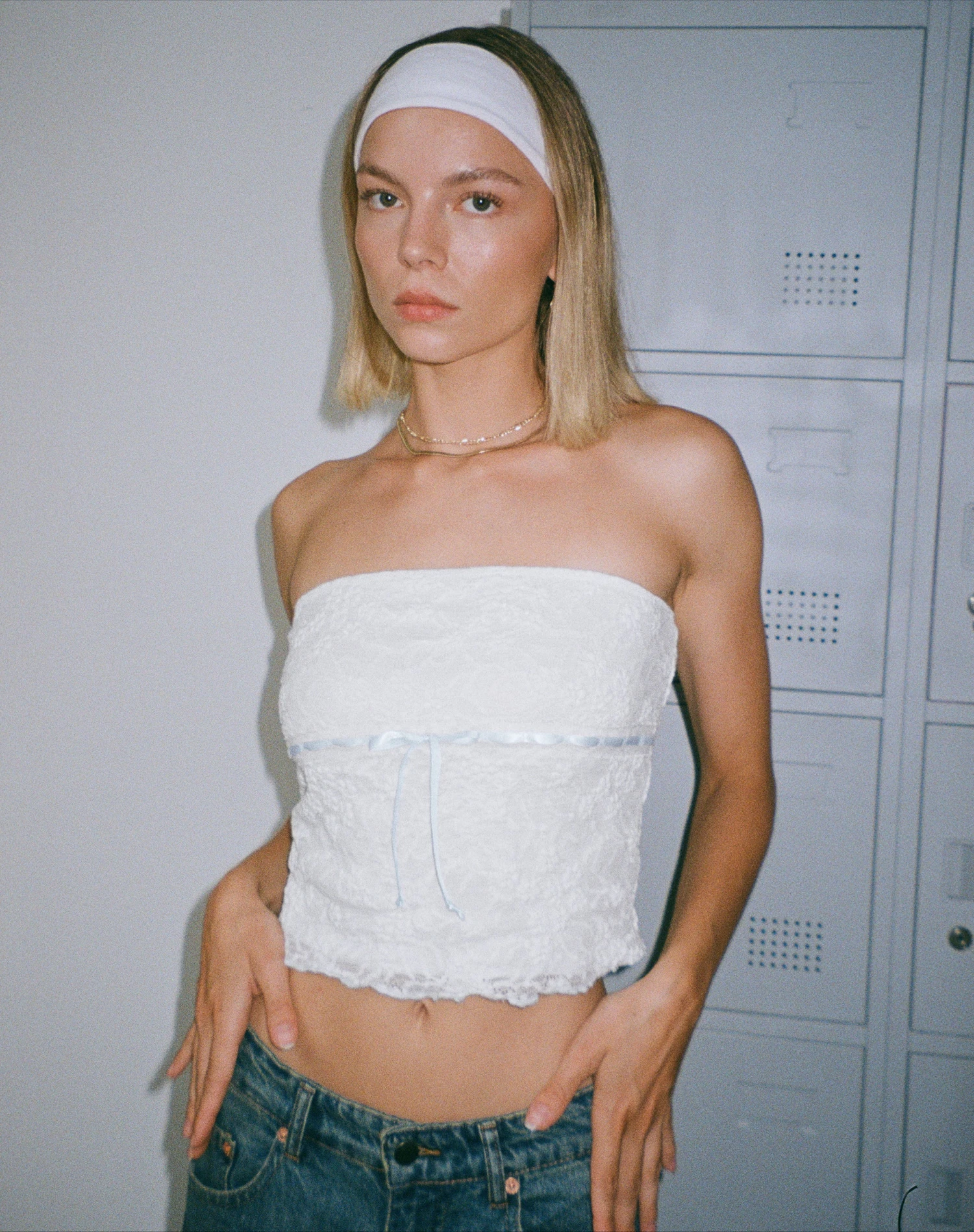 Ilina Bandeau Top In Lace Ivory - Image 2