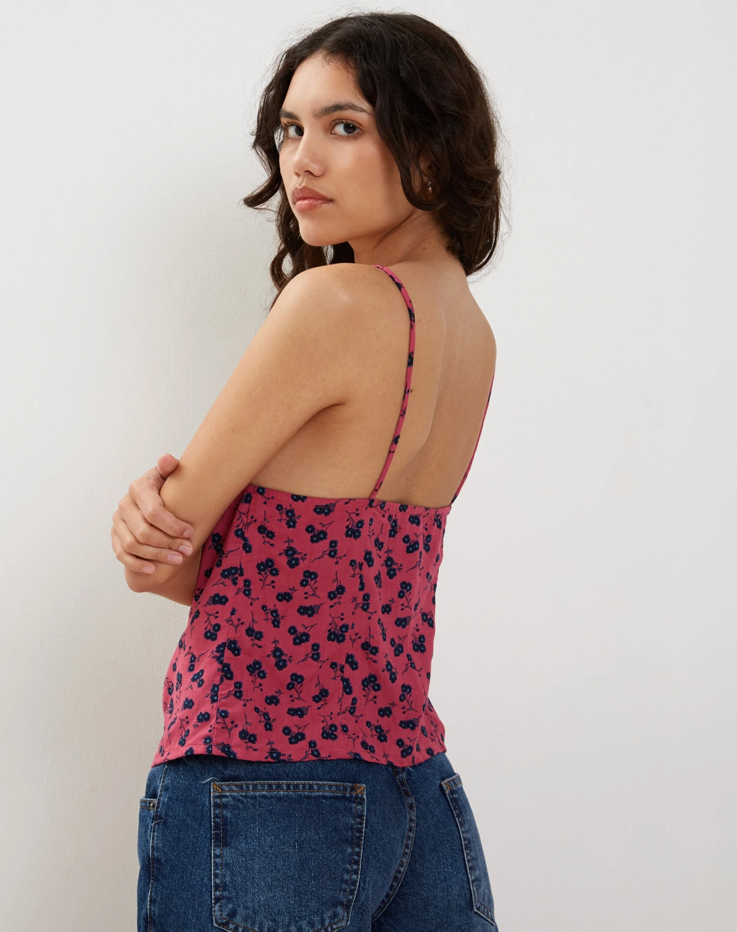 Kamari Cami Top In Raspberry Floral - Image 3