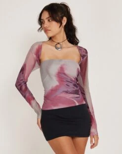 Kania Top And Shrug Set In Pink Anatomy Of Nature