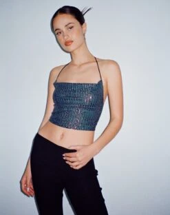 Katari Halterneck Top In Opal Shine