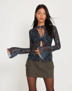 Sadama Cardi In Batik Botanical Black Green