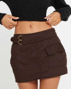 Luther Mini Cargo Skirt In Dark Brown
