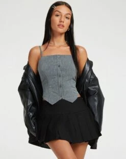 Madian Top In Pinstripe Grey