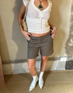 Tansy Wide Leg Cargo Trouser In Stone Green