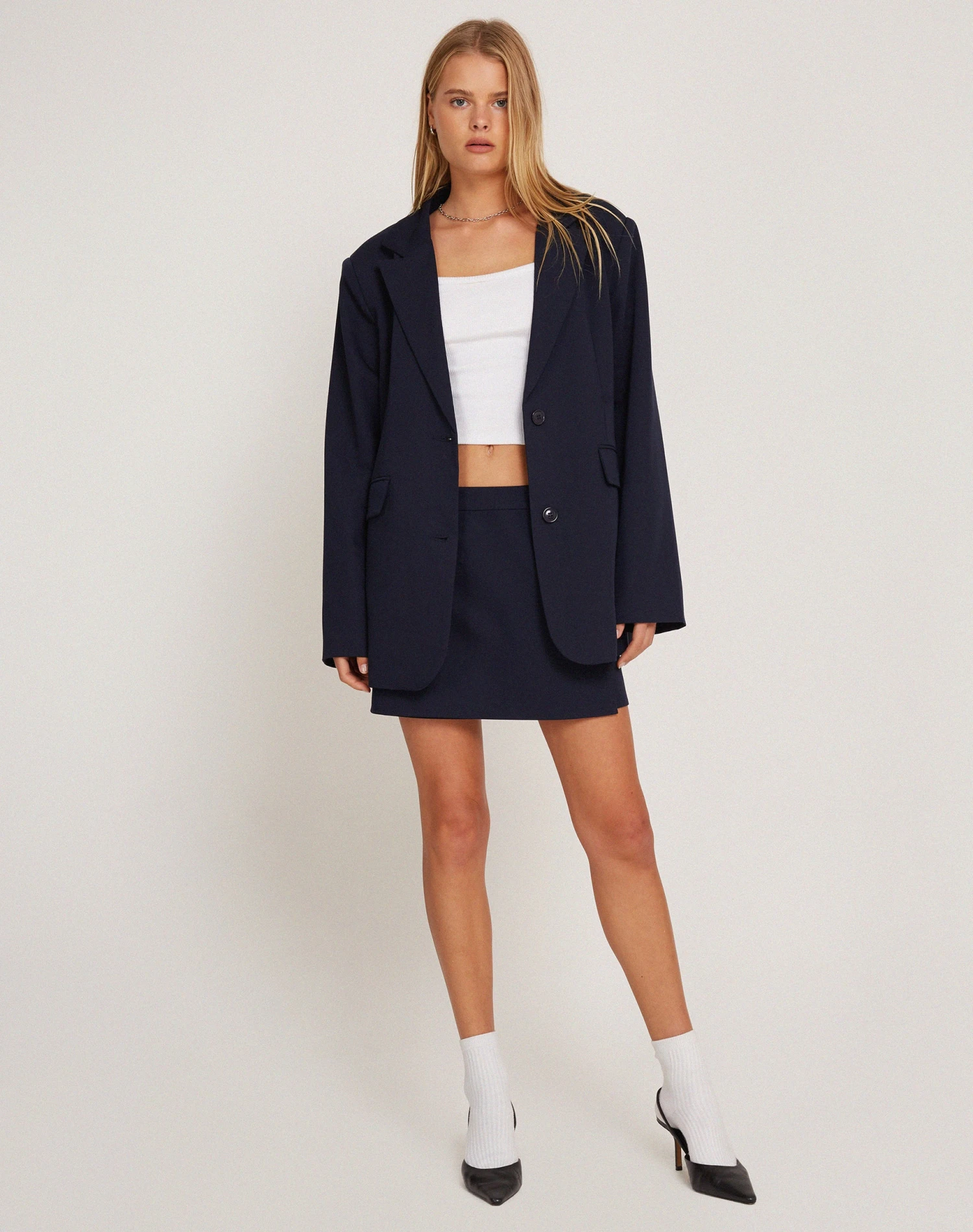 Lolana Mini Wrap Skort In Tailoring Navy - Image 4