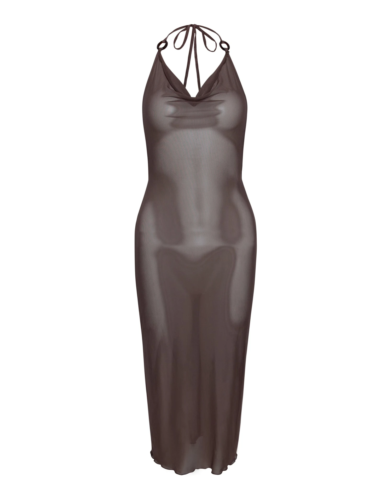 Maysa Midi Dress In Mesh Coffee - Image 6