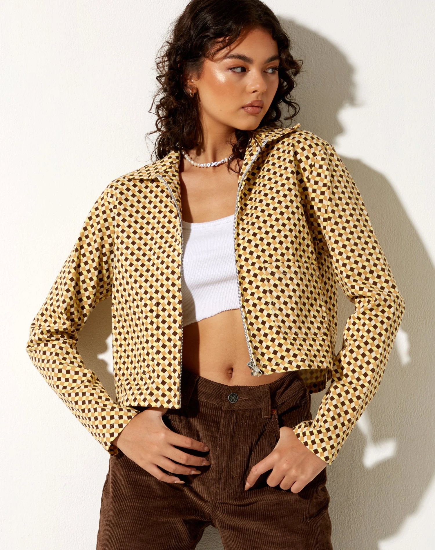 Mesha Jacket In Wavy Checker Yellow