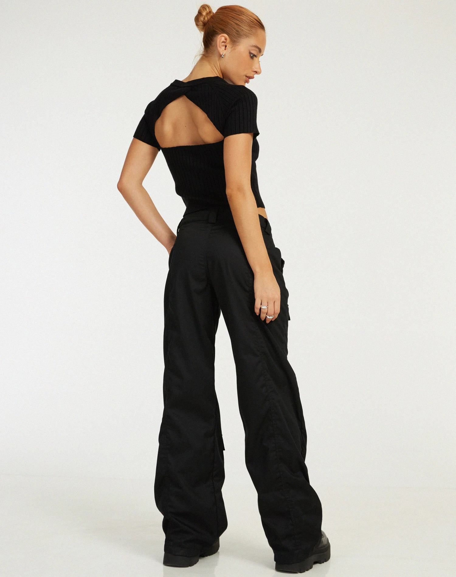 Morsche Cut Out Crop Top In Black - Image 6