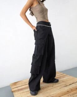 MOTEL X JACQUIE Shan Wide Leg Trouser In Black