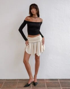 Cordelia Mini Skirt In Crinkle Ivory