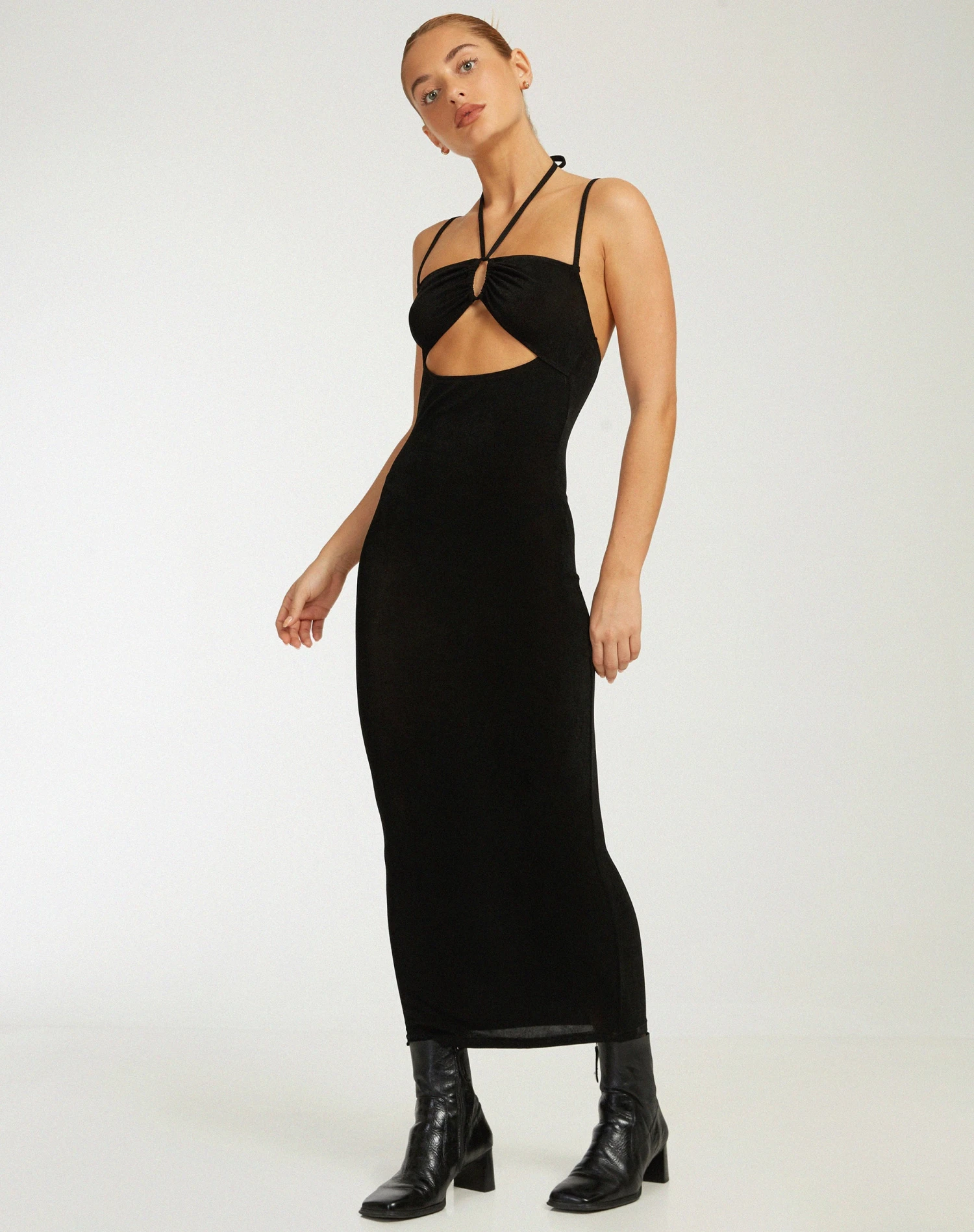 Nayara Cut Out Maxi Dress In Black - Image 3