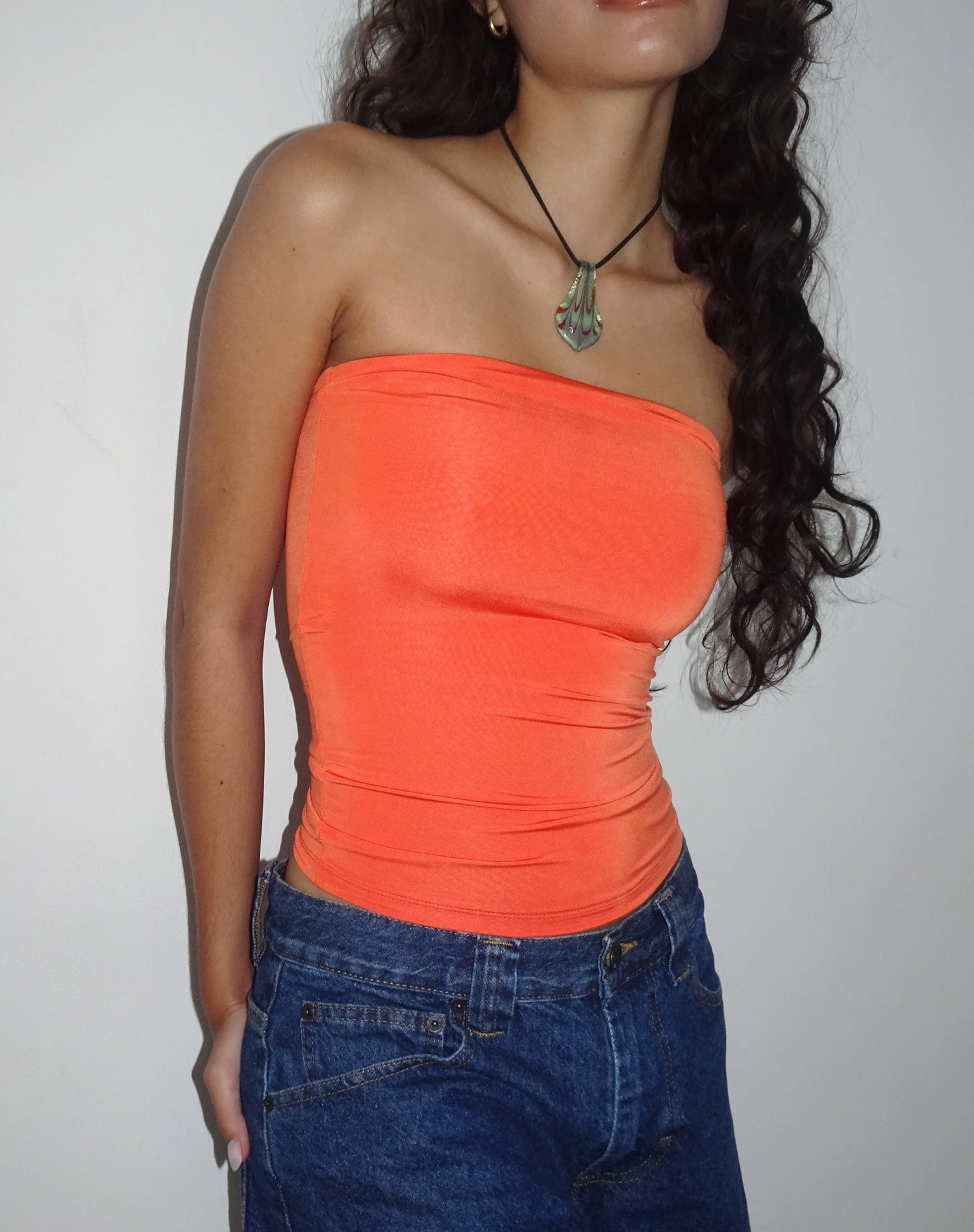 Neave Slinky Bandeau Top In Orange