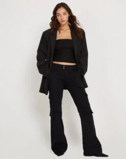 Ol Low Rise Wide Leg Cargo Trouser In Black