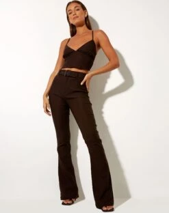 Zaltana Flare Trouser In Tailoring Brown