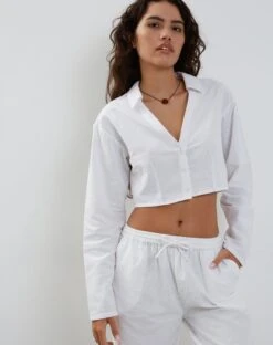Lyse Super Cropped Shirt In White