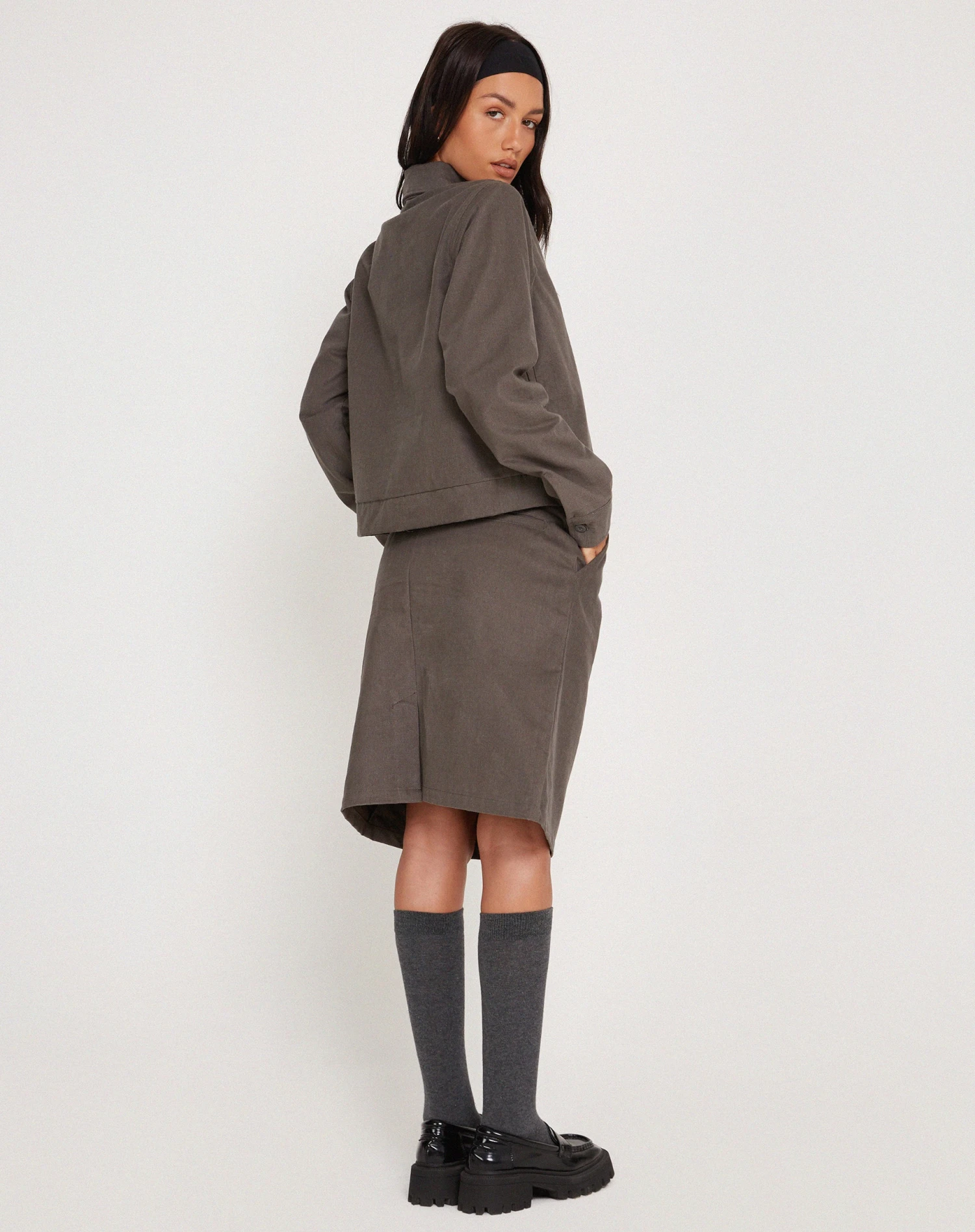 Yahya Midi Skirt In Dark Grey - Image 6