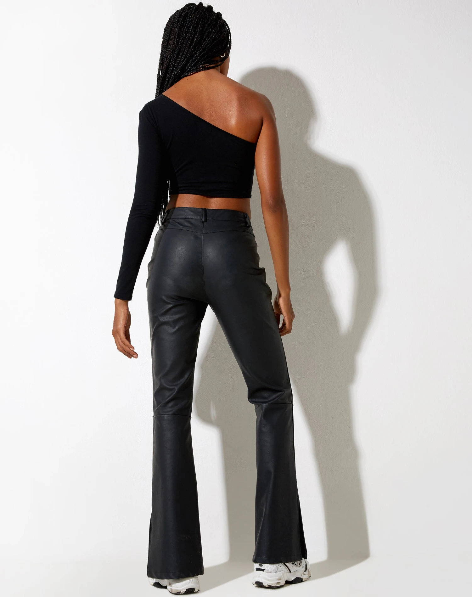 Zolen Flare Trouser In Pu Matte Black - Image 2