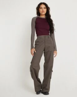 Sachiel Long Sleeve Top In Oxblood Cloudburst Black