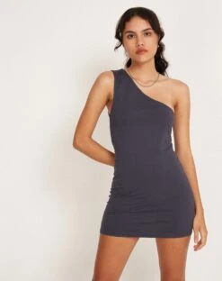Senada One Shoulder Mini Dress In Ocean Storm