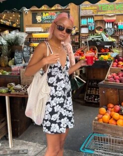 Senora Mini Dress In Vacation Black And White