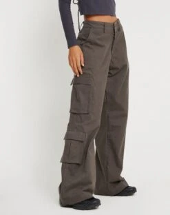 Shan Wide Leg Trouser In Dark Grey