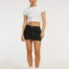 Dipta Mini Skirt In Black With White Stitch