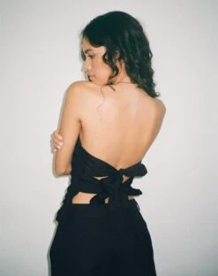 Tahari Tie Back Longline Tube Top In Black