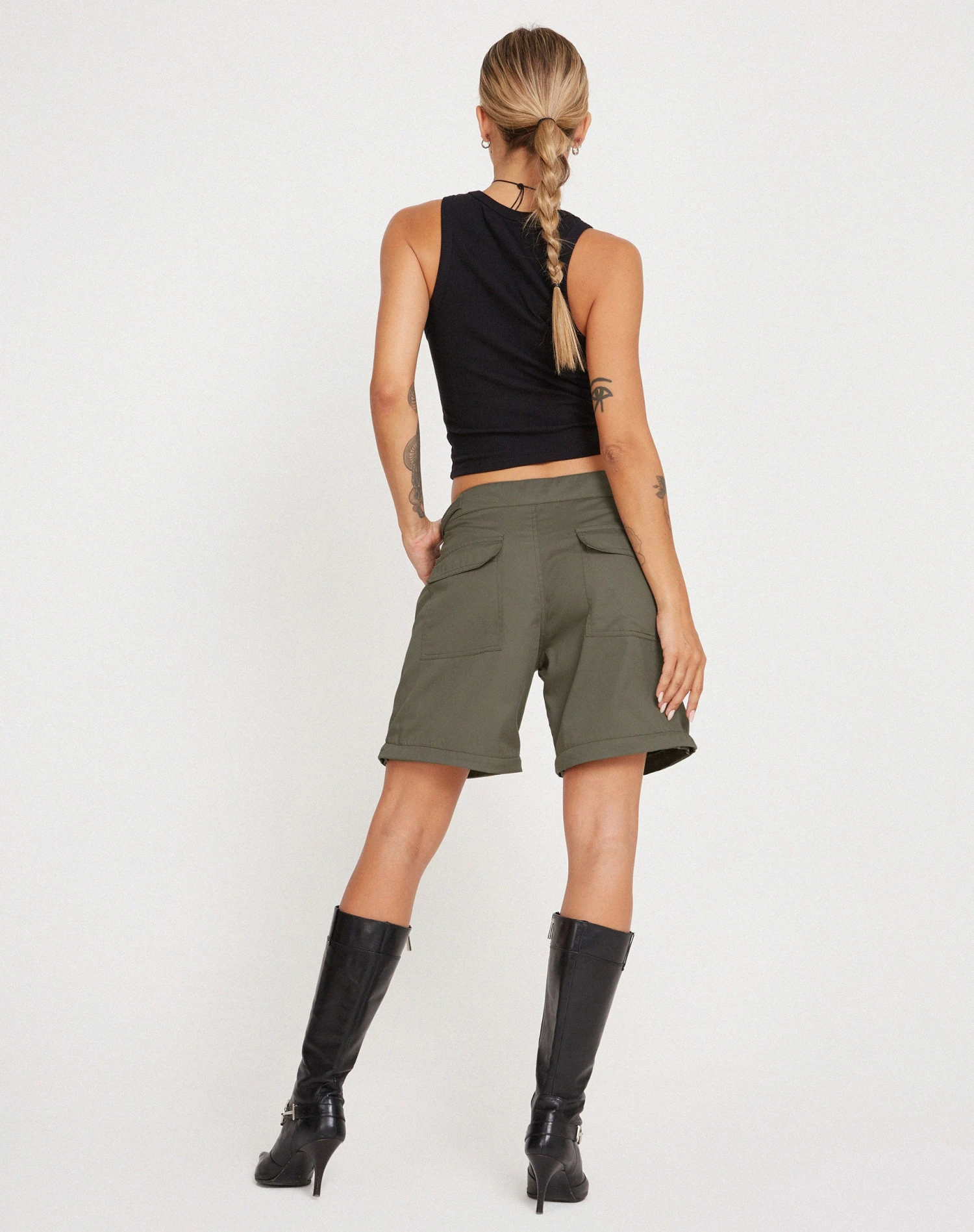 Tansy Wide Leg Cargo Trouser In Stone Green - Image 6