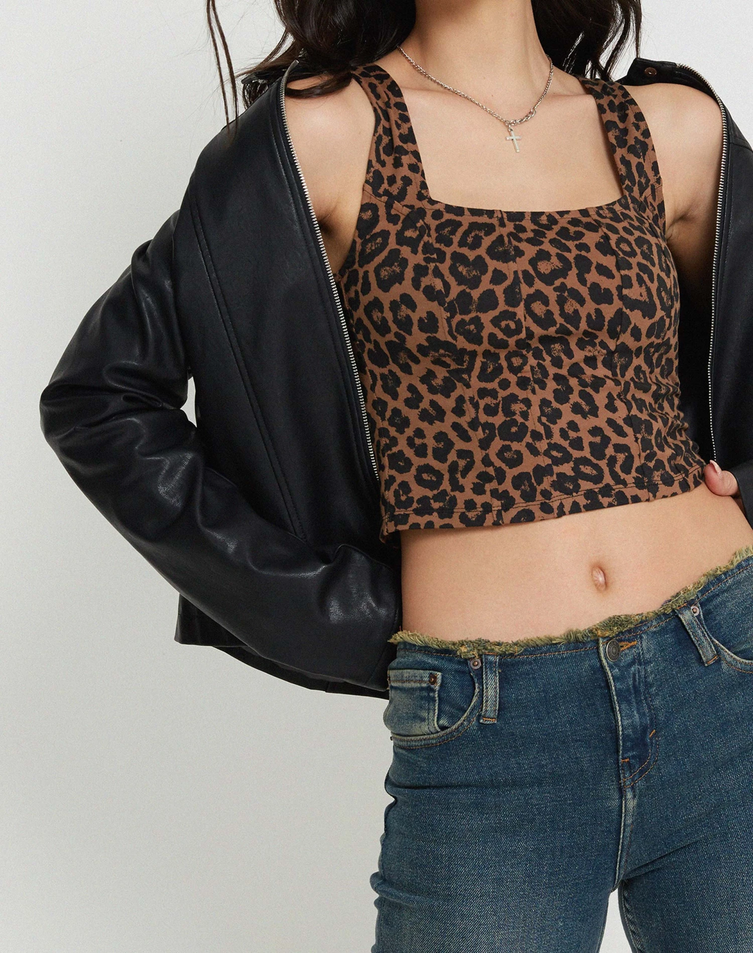 Teisa Crop Top In Brown Leopard Daze - Image 4