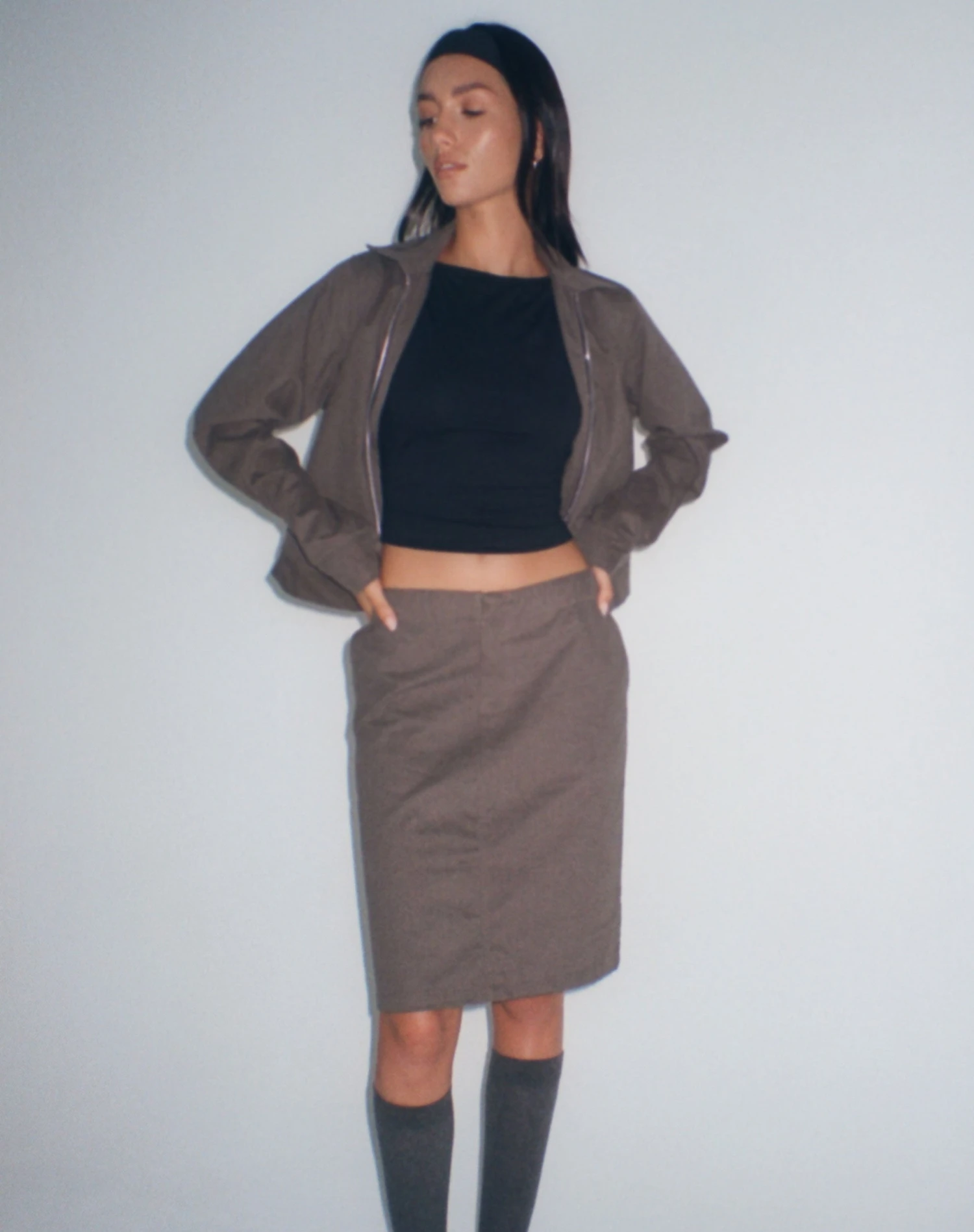 Yahya Midi Skirt In Dark Grey